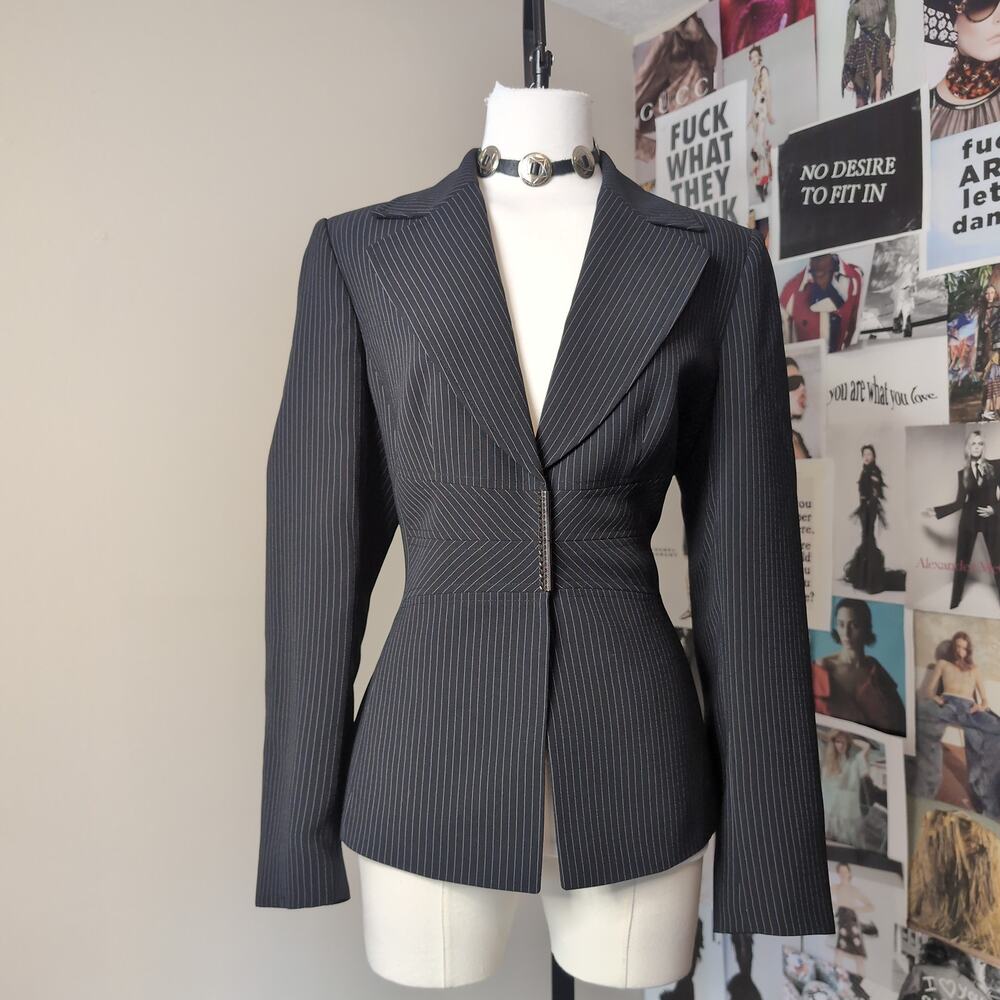 Pinstripe Fitted Glam Blazer
